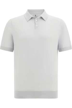 Boggi Milano Strik, Herre, Blå, L, Uld, Strikket Merinould Polo Shirt
