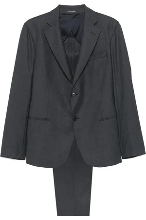 Emporio Armani Jakkesæt, Herre, Blå, L, Uld, Klassisk ulddragt med 2 knapper