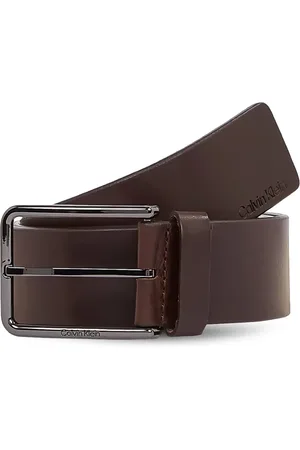Calvin Klein Tilbehør, Herre, Brun, 110 CM, Læder, Læderbælte med spænde