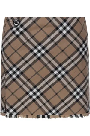 Burberry Nederdel, Dame, Flerfarvet, S, Uld, Linden Check Skirt