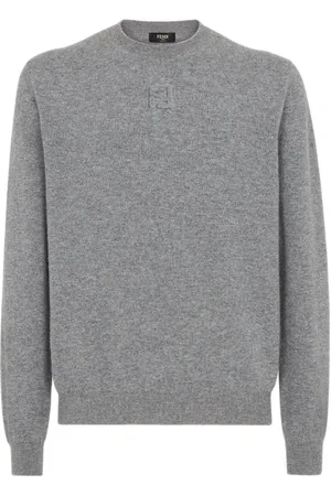Fendi Strik, Herre, Grå, S, Uld, Crew Neck Sweater