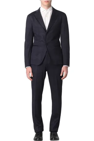 Emporio Armani Jakkesæt, Herre, Blå, XL, Uld, Sofistikeret ternet jakkesæt