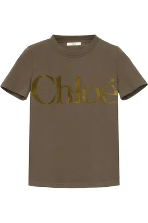 Chloé Top, Dame, Grøn, M, Bomuld, Logo Print Olivengrøn T-shirt
