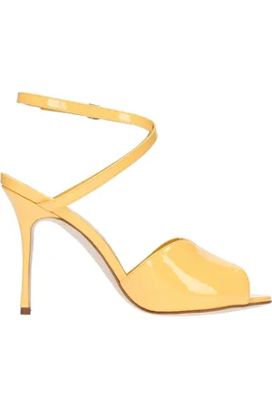 Manolo Blahnik Sko, Dame, Gul, 38 1/2 EU, Uld, Hourani Sandaler
