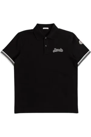 Moncler Top, Herre, Sort, XL, Bomuld, Broderet Polo Shirt