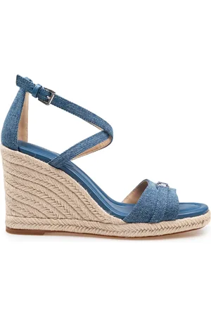 Michael Kors Sko, Dame, Blå, 38 EU, Denim, Denim Kile Sandal med Jute Kile