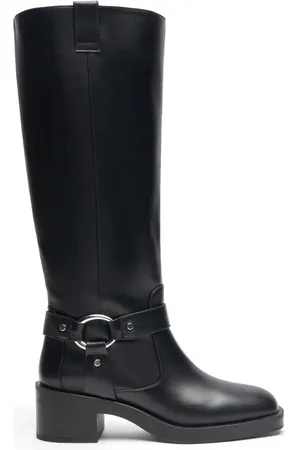 Stuart Weitzman Sko, Dame, Sort, 36 EU, Læder, Edgy Moto-inspirerede Knæhøje Støvler
