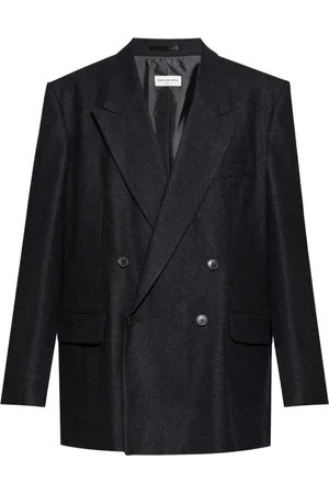 DRIES VAN NOTEN Jakke, Herre, Grå, L, Uld, Oversized Dobbeltradet Blazer