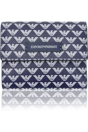 Emporio Armani Tilbehør, Dame, Blå, ONE SIZE, Uld, Knap Wallet Stilfuldt Design