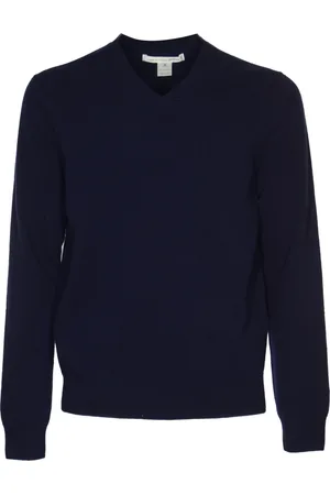 Comme des Garçons Strik, Herre, Blå, S, Uld, V-Neck Pullover Strik
