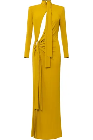Elisabetta Franchi Kjole, Dame, Gul, M, Elegant Lang Aftenkjole