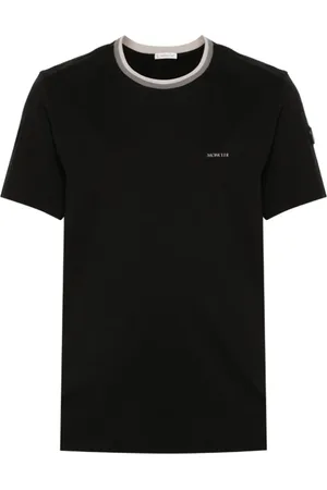 Moncler Top, Herre, Sort, 2XL, Bomuld, Logo-præget bomulds T-shirt
