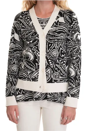 Max Mara Strik, Dame, Sort, S, Uld, Fantasy Ribstrikket Cardigan