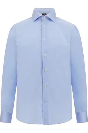 Boggi Milano Skjorte, Herre, Blå, 4XL, Bomuld, Ultimate Non-Iron Skjorte