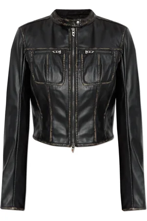 Diesel Jakke, Dame, Sort, S, Uld, Faux Leather Jakke
