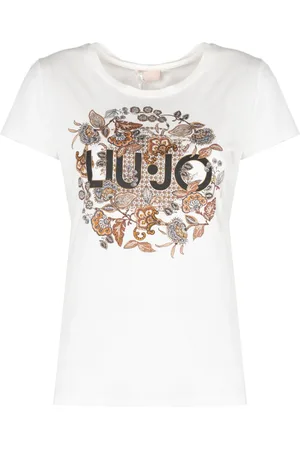 Liu Jo Top, Dame, Hvid, XS, Bomuld, Klassisk T-shirt med Rund Hals