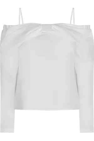 Nina Ricci Top, Dame, Hvid, M, Uld, Off-Shoulder Top med Sløjfe