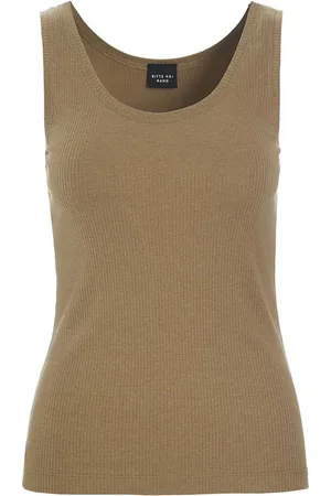 Bitte Kai Rand Top, Dame, Brun, XS, Bomuld, Rib Tank Top Nutmeg Beige