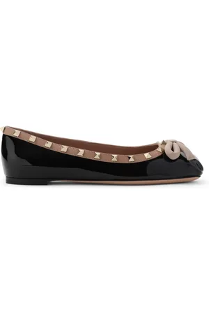VALENTINO GARAVANI Sko, Dame, Sort, 37 1/2 EU, Læder, Sorte Ballerina Sko til Kvinder Elegant Stil