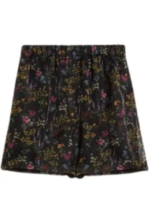 Max Mara Shorts, Dame, Sort, M, Organza, Floral Silk Boxer Shorts
