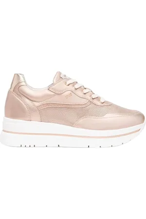 Nero Giardini Sko, Dame, , 36 EU, Læder, Metallic Læder Sneakers med Åndbart Mesh Indsæt