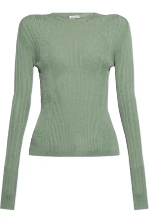 Lanvin Strik, Dame, Grøn, S, Uld, Fitted Sweater