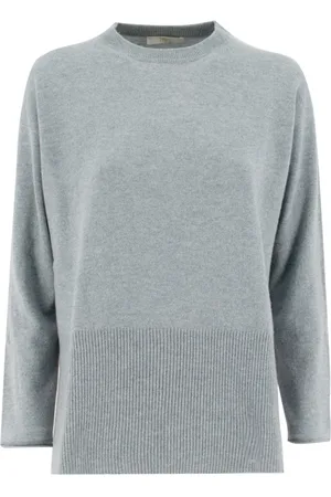 FEDELI Strik, Dame, Grå, L, Cashmere, Cashmere Crew Neck Sweater