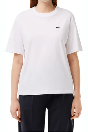 Lacoste Top, Dame, Hvid, 2XS, Bomuld, Blød Jersey T-shirt med Ribkant