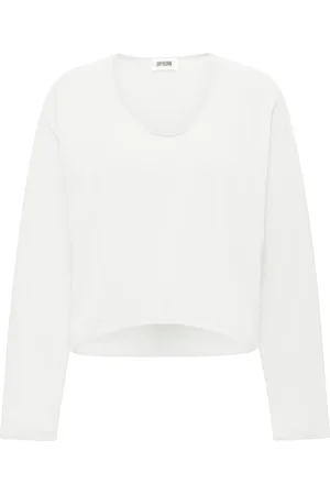 Drykorn Strik, Dame, Hvid, XL, Oversized Cropped Pullover med O-hals