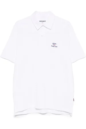 SEBAGO Top, Herre, Hvid, M, Bomuld, Hvid Polo Shirt med Logo Broderi