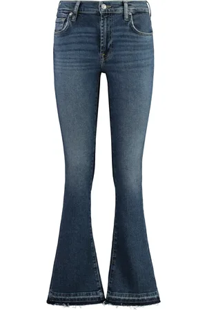 7 for all Mankind Jeans, Dame, Blå, W27, Bomuld, Luksus Vintage Bootcut Jeans med Flosset Kant