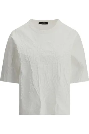 Fabiana Filippi Top, Dame, Hvid, S, Bomuld, Crackle Effect Monochrome Bomulds T-shirt