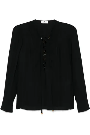 Elisabetta Franchi Bluser & Skjorter, Dame, Sort, S, Bomuld, Sort Skjorte