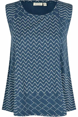 Masai Top, Dame, Blå, M, Trykt Top Sargasso Sea