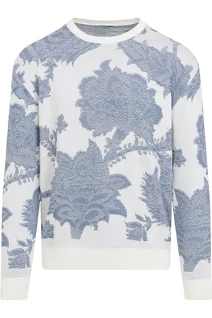 Etro Strik, Herre, Flerfarvet, XL, Bomuld, Bicolor Strikket C-Neck Sweater