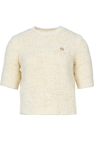 Twin-Set Strik, Dame, , XS, Bomuld, Ivory Bomuldssweater med knapdetalje