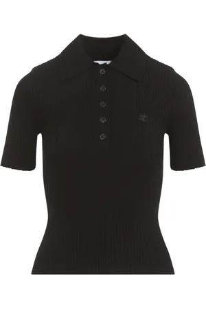 Courrèges Top, Dame, Sort, S, Uld, Sort T-shirt