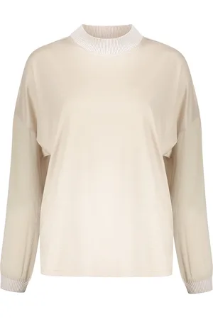 HERNO Strik, Dame, , 2XS, Bomuld, Stribet Crew-neck Bluse med Ribbed Krave