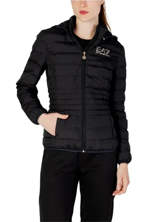 EA7 Jakke, Dame, Sort, XS, Uld, Hætteblazer med lynlåslommer