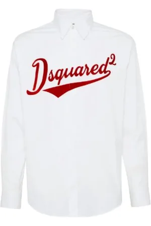 Dsquared2 Skjorte, Herre, Hvid, M, Bomuld, Logo Print Cotton Blend Shirt