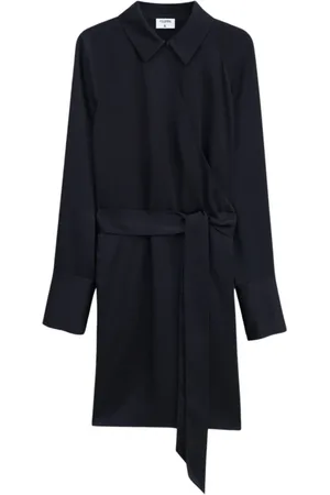 Filippa K Kjole, Dame, Sort, XS, Polyester, Sort Slå-om Skjortekjole