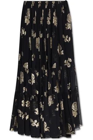 Chloé Nederdel, Dame, Sort, XS, Uld, Floral Maxi Silkekjole