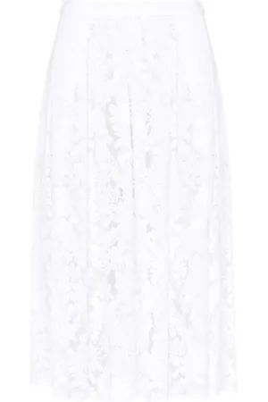 Max Mara Nederdel, Dame, Hvid, 2XS, Bomuld, Ampezzo Midi Nederdel