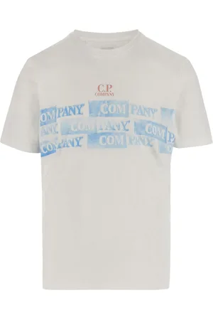C.P. Company Top, Herre, Hvid, S, Bomuld, Cotton Crew Neck Logo Print T-Shirt