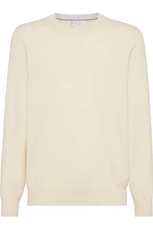 Brunello Cucinelli Strik, Herre, , 3XL, Cashmere, Cashmere Hals Sweater Zenzero Nebbia