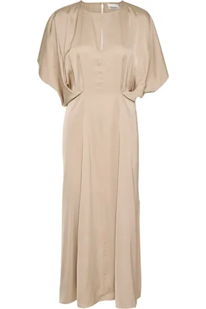 Karen by Simonsen Kjole, Dame, , XL, Polyester, Elegant Oline Kjole i Simply Taupe