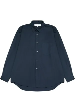Comme des Garçons Skjorte, Herre, Blå, M, Bomuld, Fransk Vævet Skjorte Bred Skåret