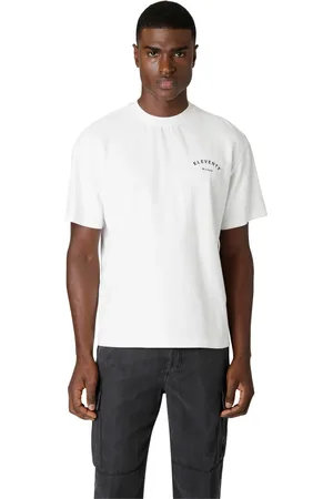 ELEVENTY Top, Herre, Hvid, XS, Bomuld, Bomulds Crewneck Logo T-shirt