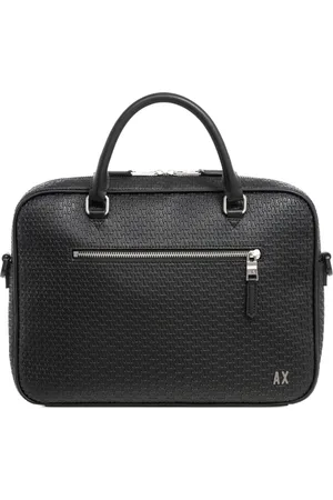 Armani Exchange Taske, Herre, Sort, ONE SIZE, Polyester, Logo Mønster Aktetaske med Justerbar Rem