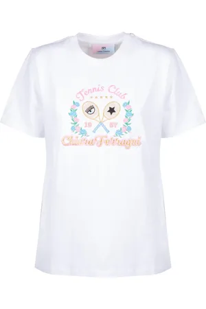 Chiara Ferragni Top, Dame, Hvid, M, Bomuld, Tennis Club T-shirt